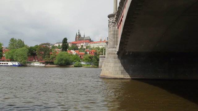 Prague Castle in Hradcany district over Vltava river