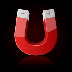 Glossy Polished Red Magnet on Dark Background