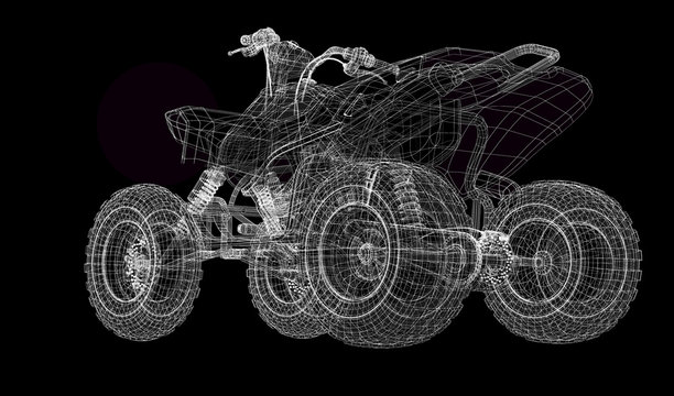 Quad bike, motorcycle,  3D model