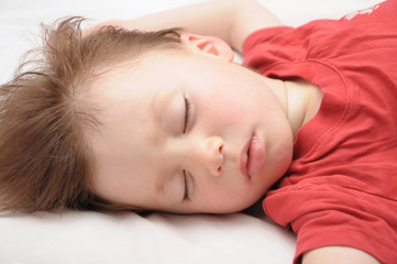 White caucasian European kid sleepping 3 years old