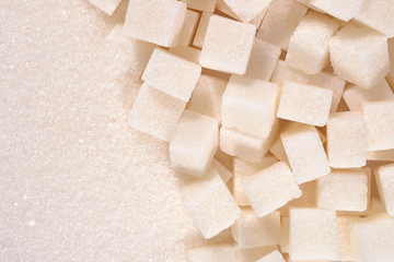 White granulated and refined sugar texture
