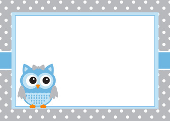 Baby boy owl invitation card template