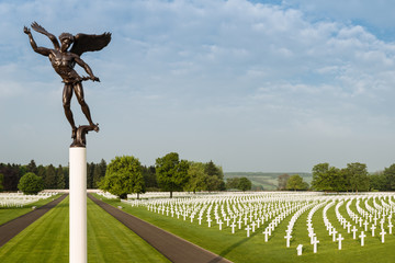 American military cemetery with angel statue - 64943057