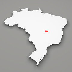 Obraz premium Mappa Brasile, divisione regioni, Distrito Federal