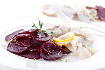 Salad made of beets and herring