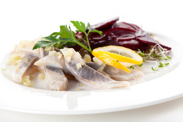 Mix of herring beets and sprouts