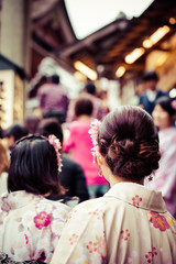 Japanese women wear traditional Kimono,Kiyomizu temple,Kyoto