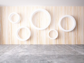 Cycle of white color on the wood wall