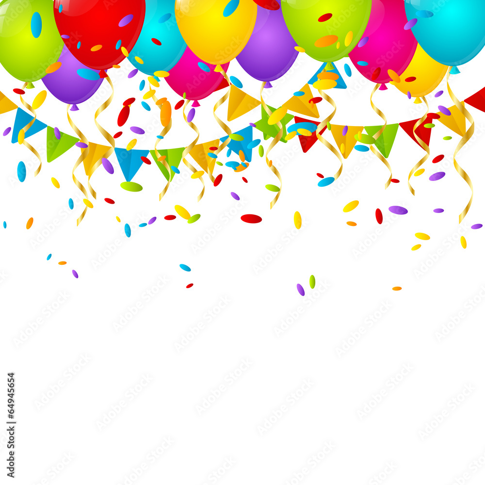 Wall mural Birthday background with color balloons