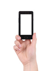 Screen mobile phone in hand.