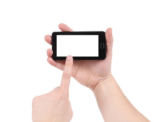 Screen mobile phone in hand.