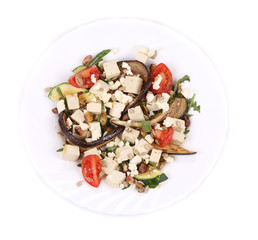Salad with grilled vegetables and tofu.