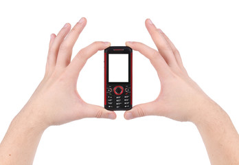 Mobile phone in hands.