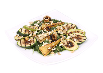 Salad with grilled vegetables and tofu