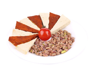 Tofu with pistachios.