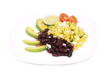 Red beans salad with feta cheese.