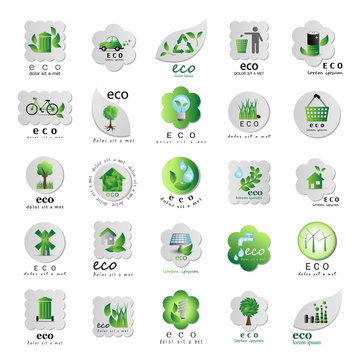 Eco Icons Set - Isolated On White Background