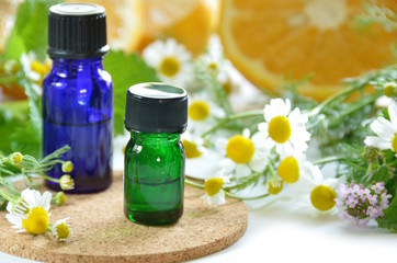 essential oils with herb and fruit