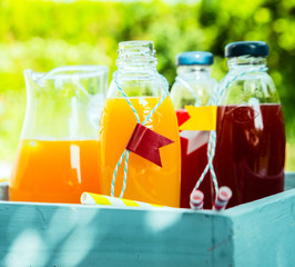 Homemade healthy fresh orange and berry juice