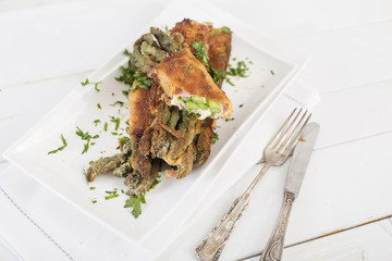 panierter grüner Spargel