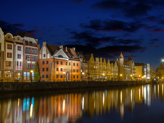 Fototapeta na wymiar Motlawa river and Old Town in Gdansk, Poland.