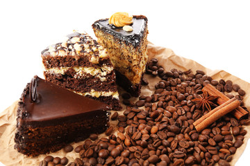 Assortment of pieces of cake, isolated on white © Africa Studio