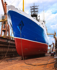 Big ship to dock at the shipyard.