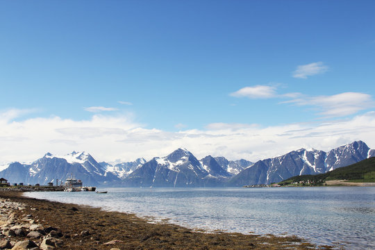 Arctic mountains and fjord