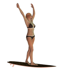 3D Blond Surf Girl