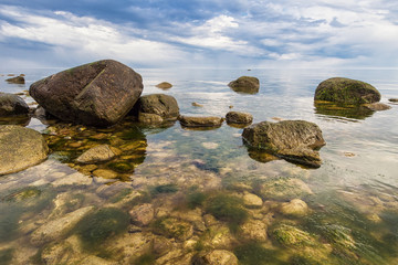 Findlinge an der Ostseeküste auf Rügen.