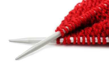 Knitting with spokes isolated on white