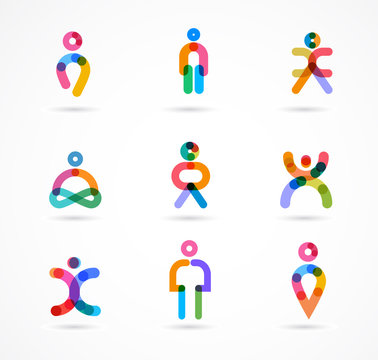 Collection of colorful abstract vector people