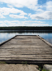 Naklejka premium old pier on the river