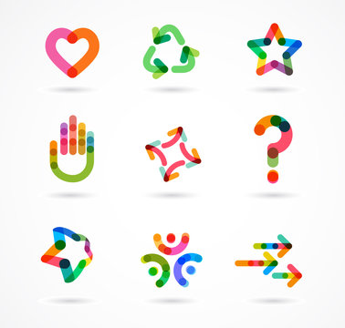 Collection of abstract colorful business icons