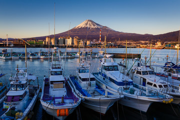 Fuji with Ships at Port