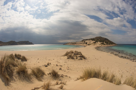 Narrow braid to the semi-island, Simos beach, Elafonisos, Greece