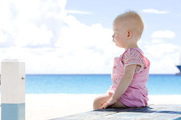 toddler on the beach, Barbados, Caribbean