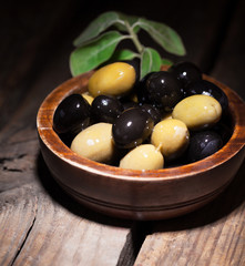 Olives on a wooden table