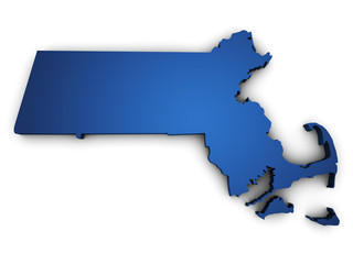 Map Of Massachusetts 3d Shape - obrazy, fototapety, plakaty
