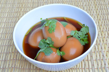Khai Phalo or braised pork soup with duck eggs
