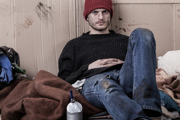 Homeless, dirty man