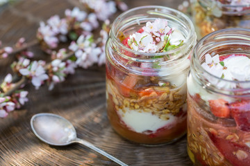 layered dessert in jar