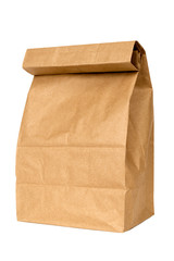 Brown Paper Lunch Bag Isolated On White