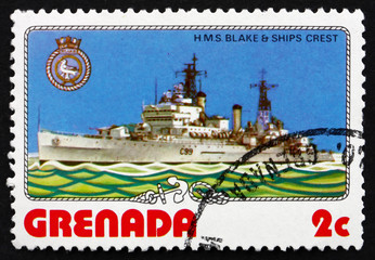 Postage stamp Grenada 1976 H.M.S. Blake, Light Cruiser