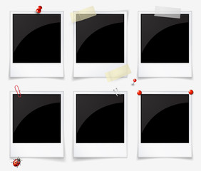 Set of empty polaroid photo frames