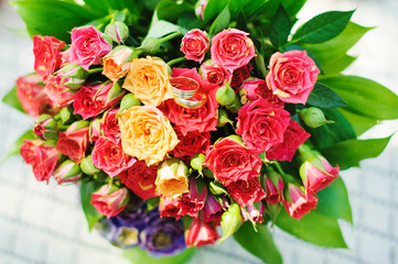 bouquet of bright red flowers