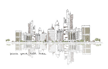 Fototapeta premium United Arab Emirates background, sketch collection