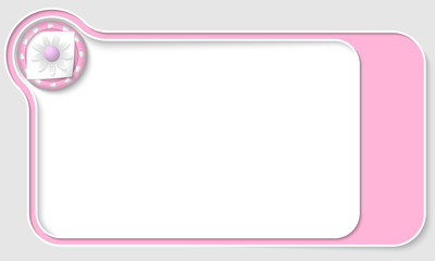 pink  box for text with arrows and flower