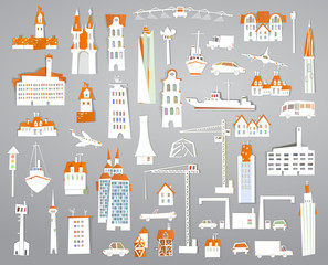 Naklejka premium paper stickers city set