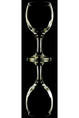 transparent wine glasses on black-and-white background